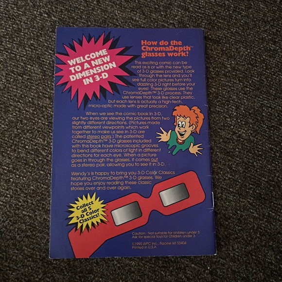 1995 Wendy's Kids Meal 3D Glasses Color Classics Comic #2 Gulliver’s Travels Toy - Picture 2 of 2
